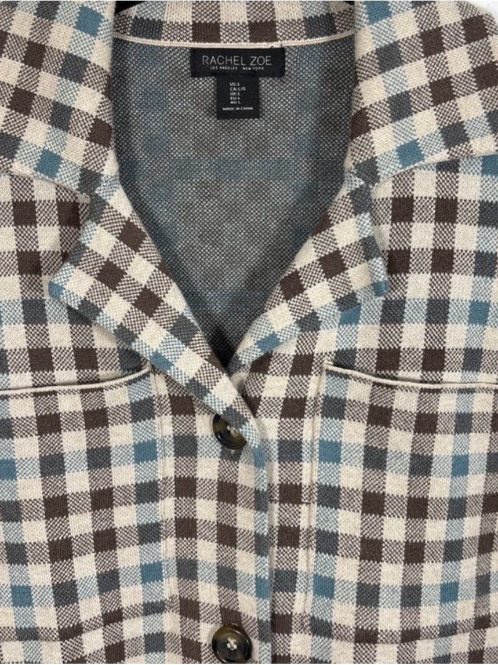 Rachel Zoe Blue, Brown & Cream Checked Shirt Jacket